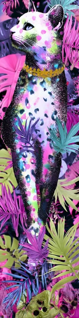 Free unique bookmark featuring a cat in flashy plants